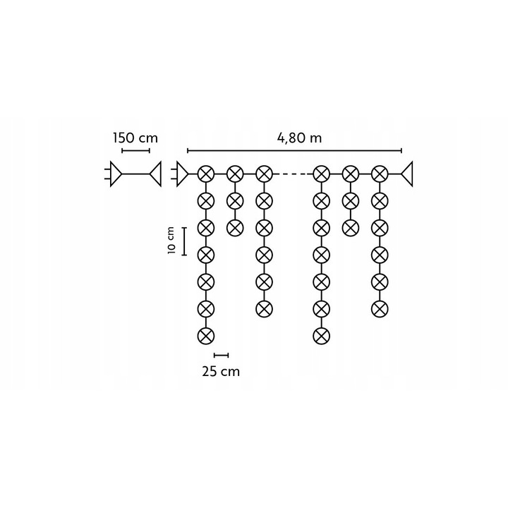 Cortina exterioara cu 100 LED Bulinex, 4,8m, alb rece, cablu 1,5m, set