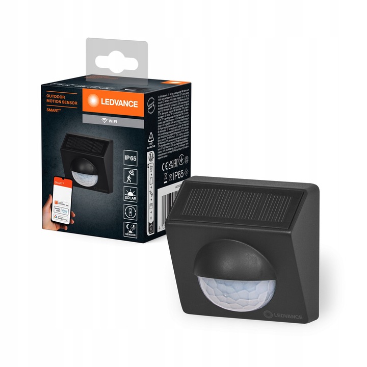 Kit senzor de miscare exterior LEDVANCE SMART+ WiFi, alimentat solar, 9m detectie, IP65