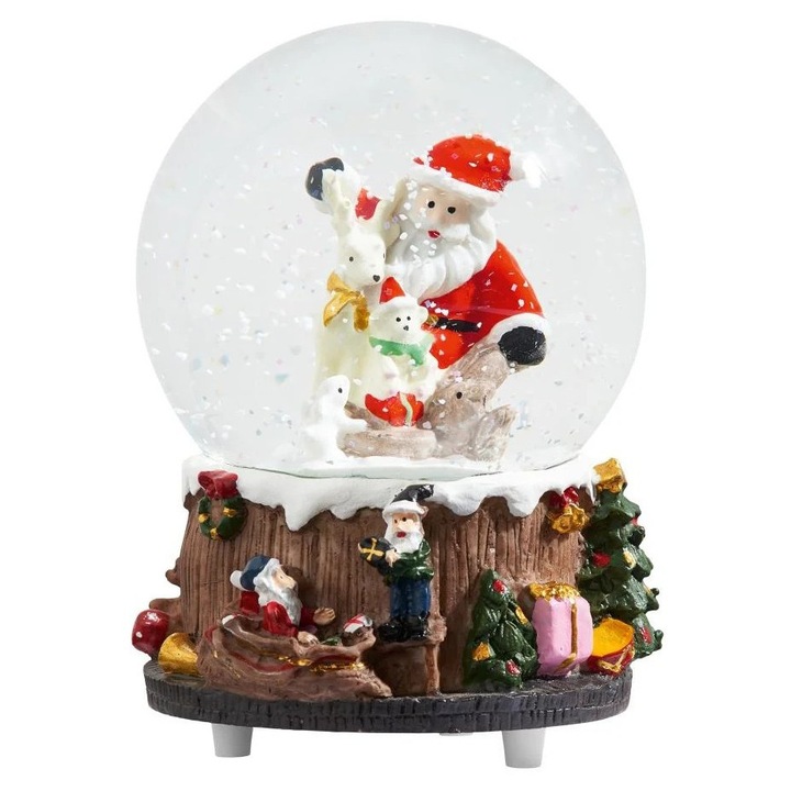 Коледна фигурка, Кула с музика, празнична мелодия, многоцветна, 10x10см