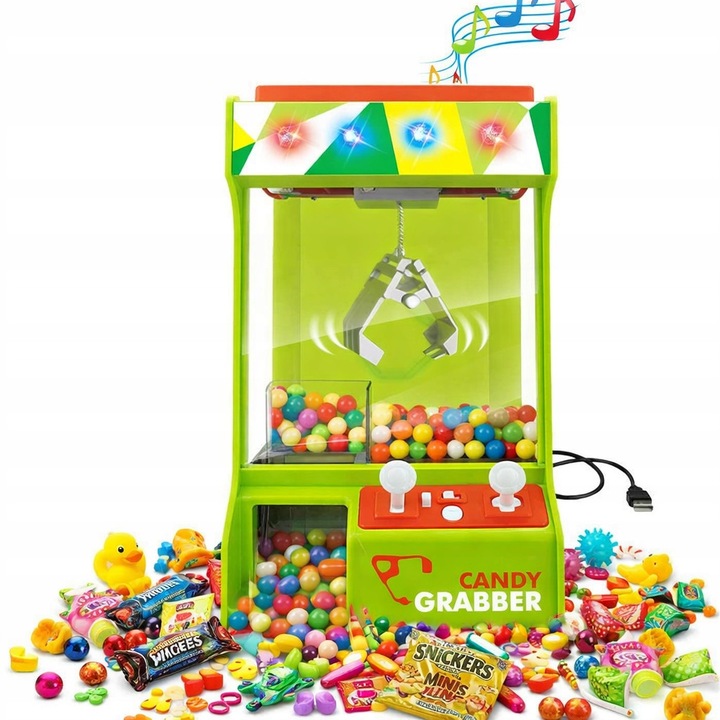 Masina de jocuri Candy Grabber, mecanism de prindere, efecte sonore si luminoase, multicolor, set fara premii