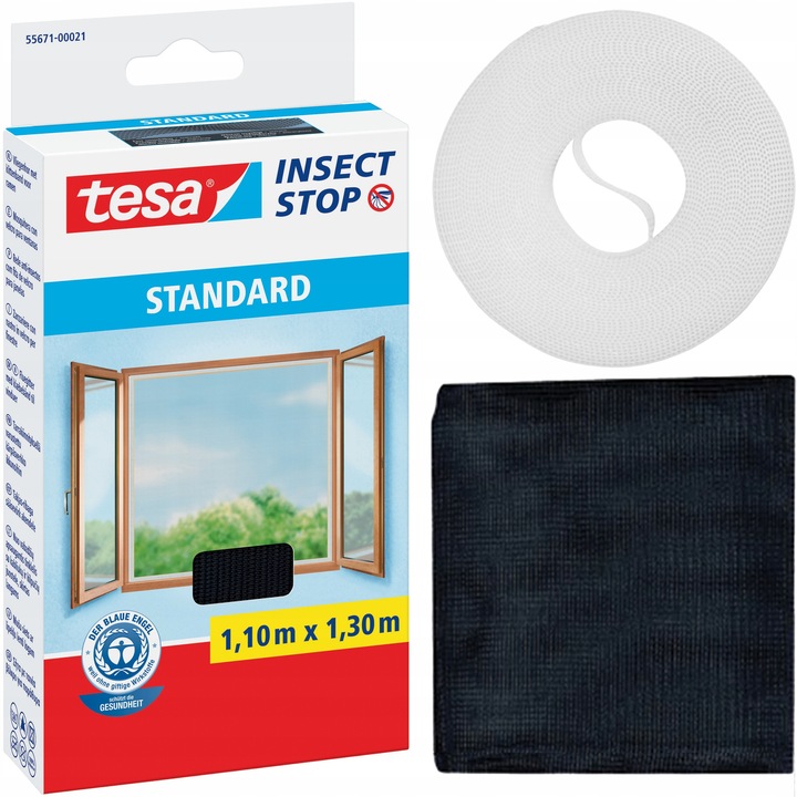 Moskitoare pentru fereastra, 110x130cm, neagra, montaj usor, material lavabil