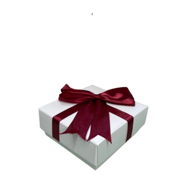 Cutie pentru cadou - Nicas - Cutie carton alb cu fundita visinie - 9, 5X9X4 cm - tip AM