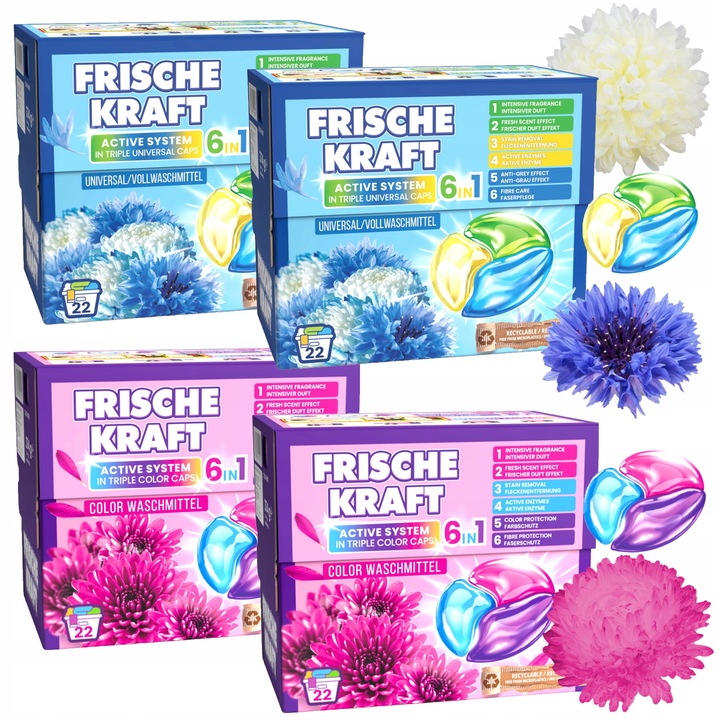 Set capsule de spalare Frische Kraft 6w1, 88 bucati, universale si pentru culori, reciclabil, fara microplastice