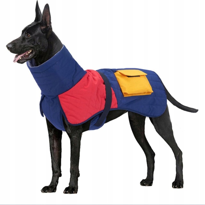 Geaca impermeabila pentru caini, rosu-albastru, marimea S, pentru Doberman