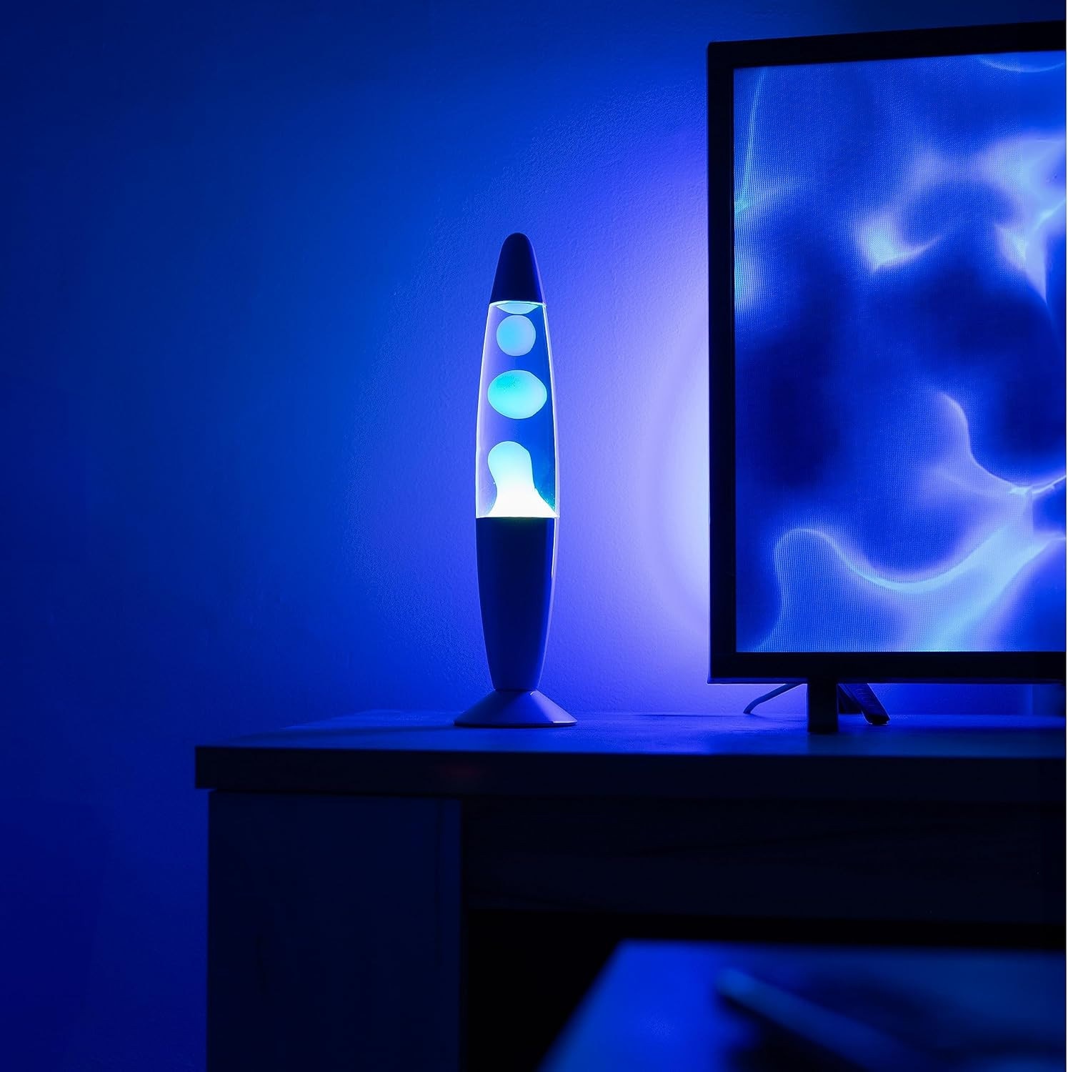 Lampa lava Fisura, albastra, 34x8,5cm, LED integrat, set - eMAG.ro