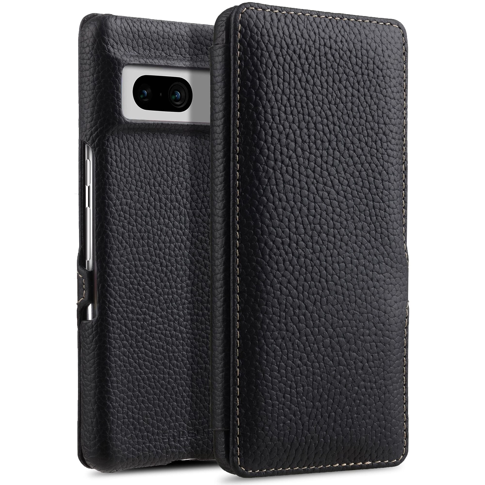 Husa flip, STILGUT, Google Pixel 7, Piele, Negru