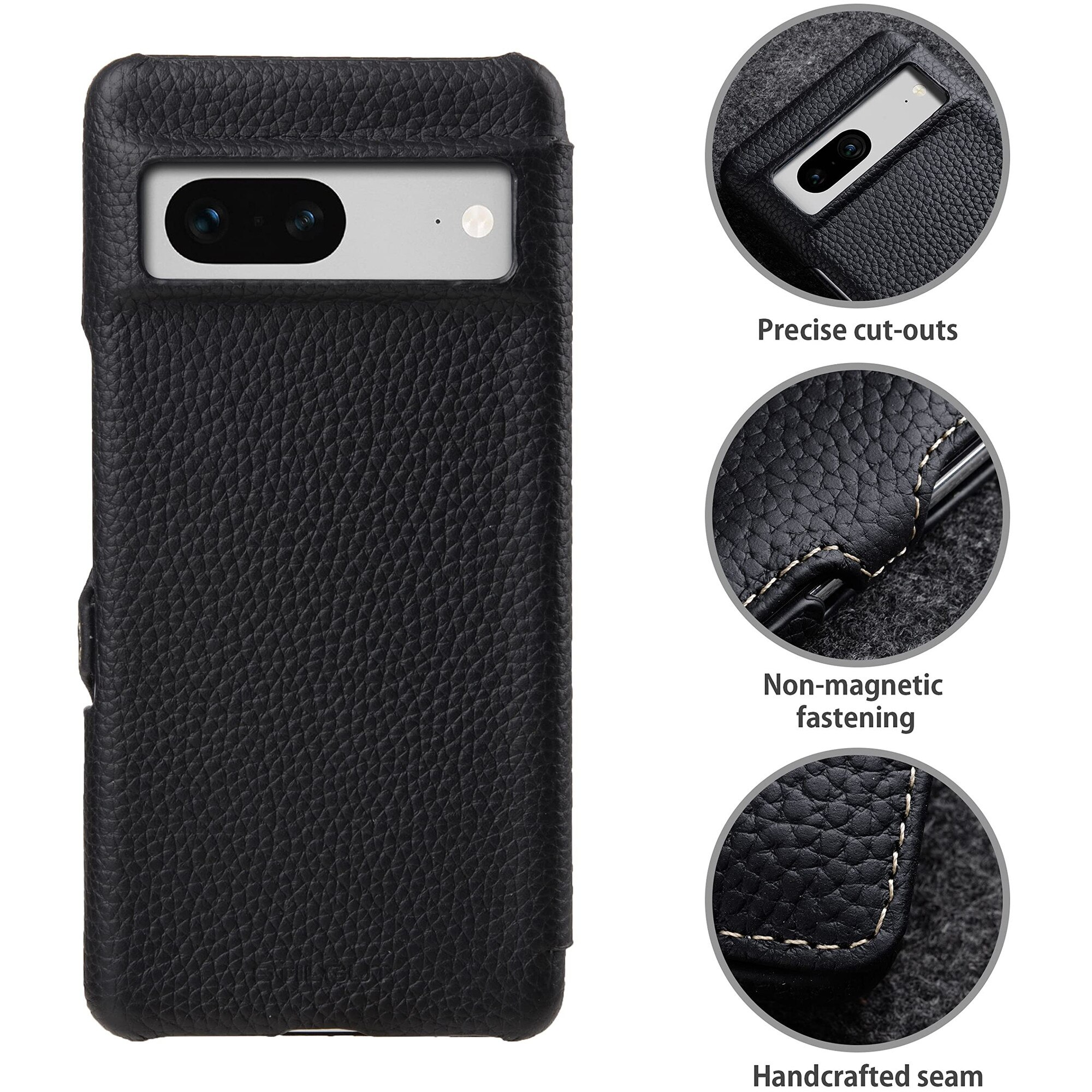 Husa flip, STILGUT, Google Pixel 7, Piele, Negru