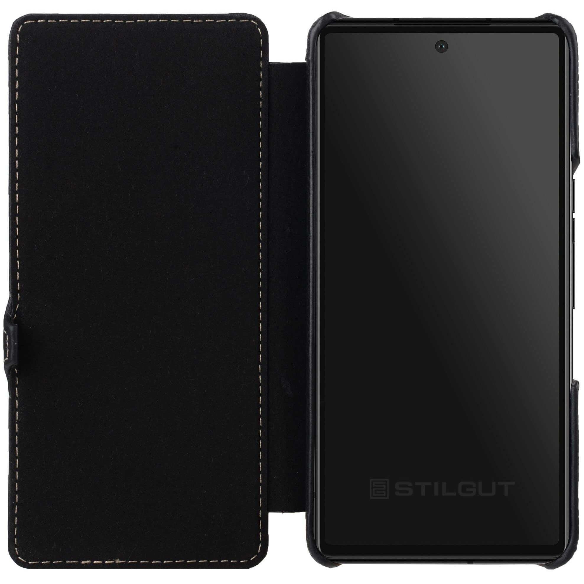 Husa flip, STILGUT, Google Pixel 7, Piele, Negru