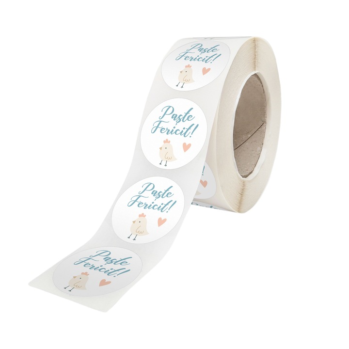 Rola 100 Stickere/Etichete autoadezive Model Paste Soft Spring Eggs 2C, Diametru 5cm