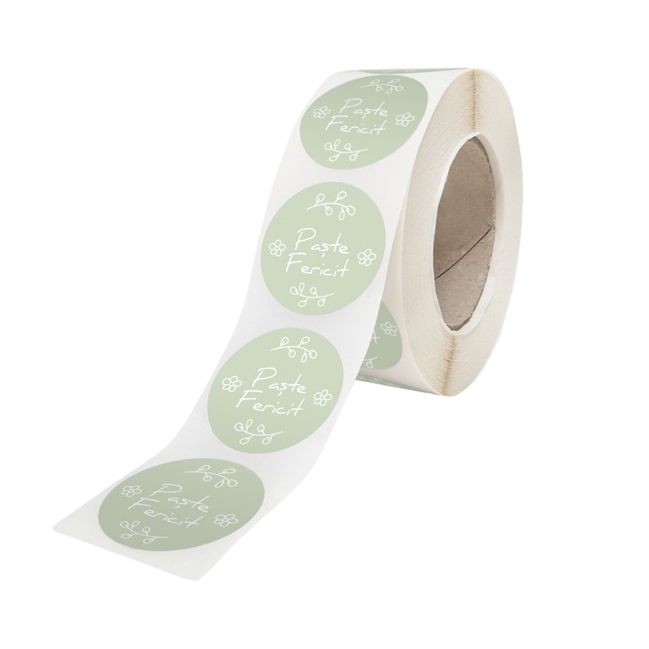 Rola 100 Stickere/Etichete autoadezive Model Paste Mini Bunny Bloom 3A, Diametru 5cm