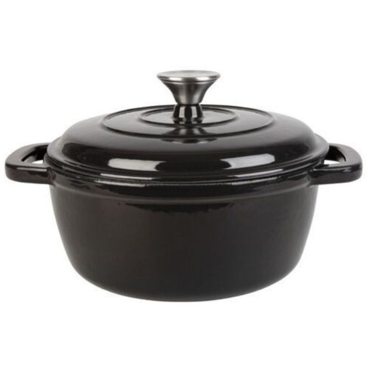 Garnek Zeliwny 2,8 L, Emaliat, Negru, 28,5x23x9,9cm