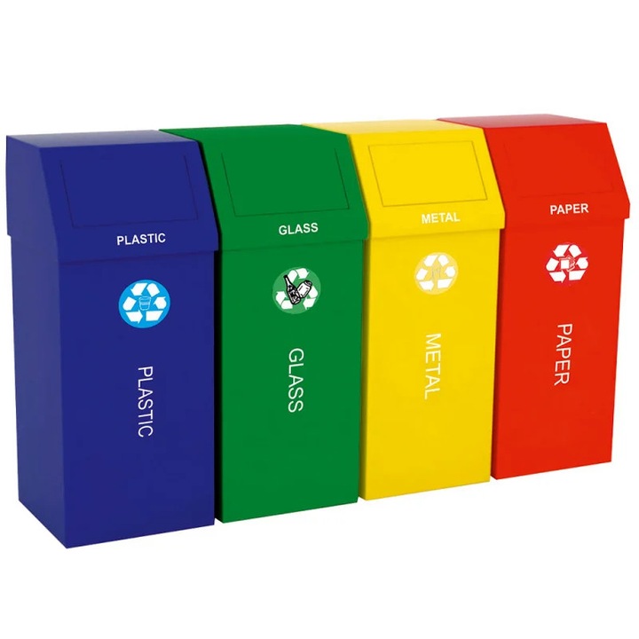 Set cos gunoi colectare selectiva, cos reciclare gunoi - 4*66 litri