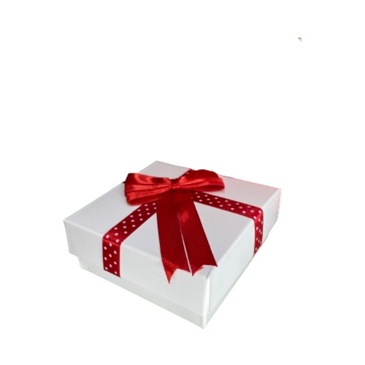 Cutie pentru cadou - Nicas - Cutie carton alb cu fundita rosie - 9, 5X9X4 cm - tip AM