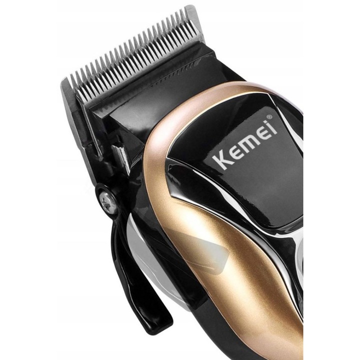 Masa de tuns profesionala, Kemei, fara fir, 4 capete de taiere, display LCD, 2000 mAh