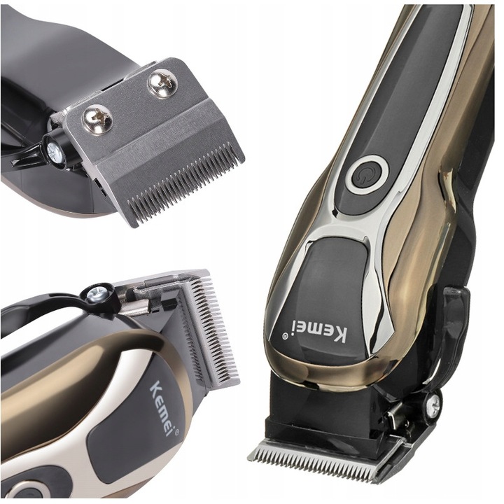 Maszynka de tuns Kemei KM-1990, acumulator 2000 mAh, display LCD, set cu 4 piepteni, 19x5,5x4cm