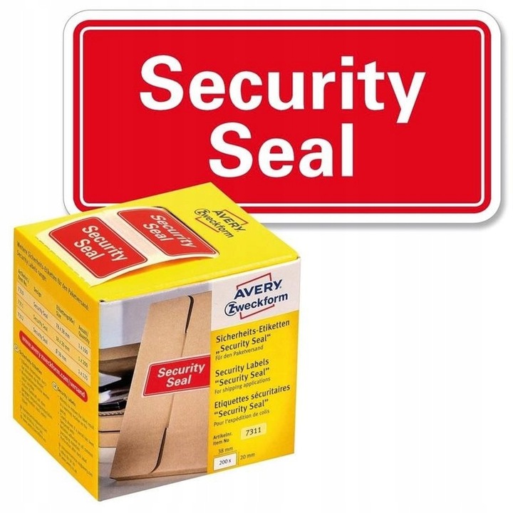 Etichete autoadezive "Security Seal", 38x20mm, rosu, set 200 buc.