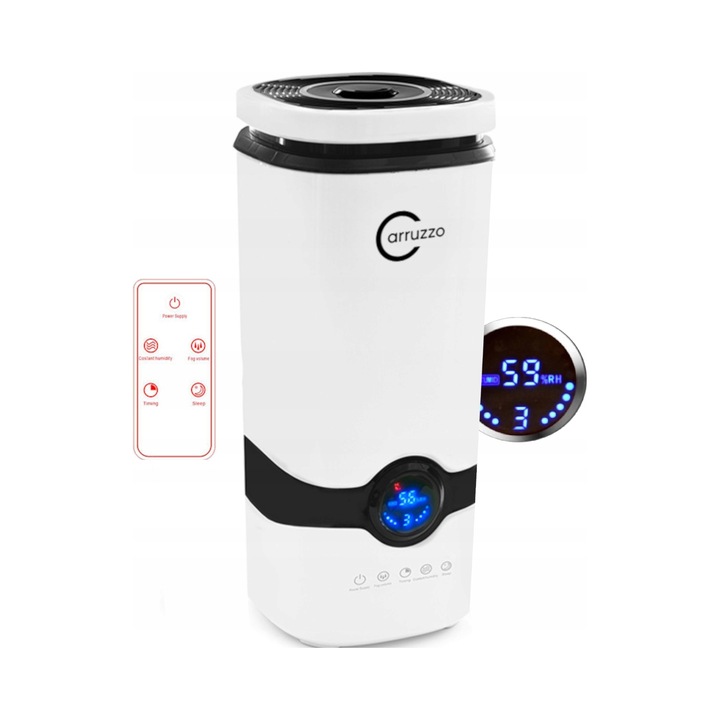 Párásító Carruzzo Smart Mist Pro Air+, 4L, 300ml/h, aromaterápia, LCD, 38x17cm