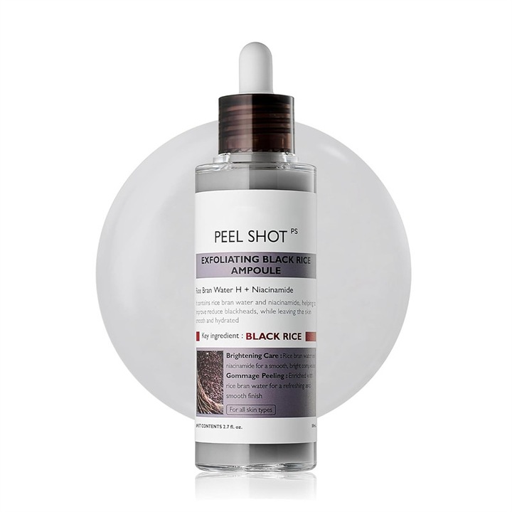 Solutie exfolianta cu orez negru, hidratanta, indeparteaza delicat celulele moarte si punctele negre, produs coreean de ingrijire a pielii, potrivit pentru toate tipurile de ten, 80 ml