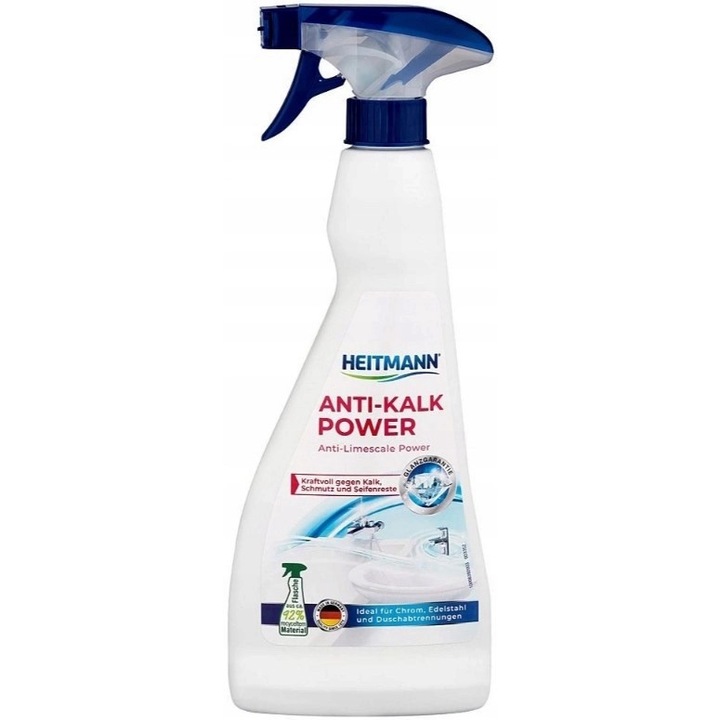 Agent detartrant lichid, Heitmann, Anti Kalk, 500 ml, pentru electrocasnice de bucatarie, indeparteaza eficient calcarul, previne depunerile, consistenta de gel, parfum racoritor, sticla de plastic cu atomizor, Germania, nou, testat dermatologic, 0, 5