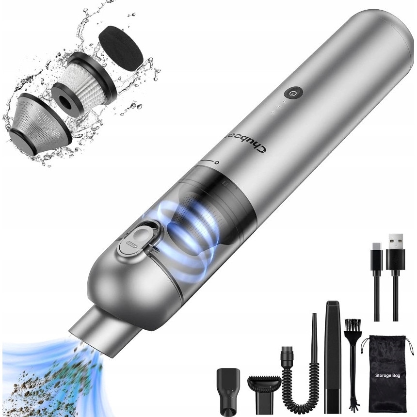 Aspirator manual Chuboor 4 in 1, 17000Pa, 8000mAh, argintiu/gri