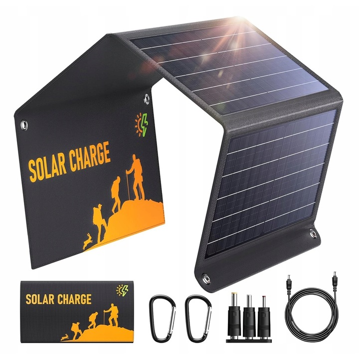 Panou solar pliabil 30W cu 2 porturi USB, cablu 100cm