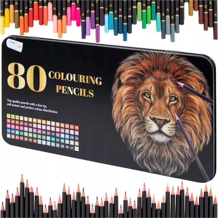 Комплект цветни моливи Craft Sensations, 80 елемента, многоцветни, с кутия за съхранение