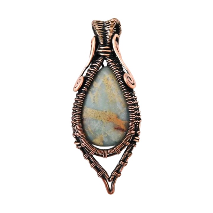 Pandantiv din cupru, Spitz, cu jasp aqua terra