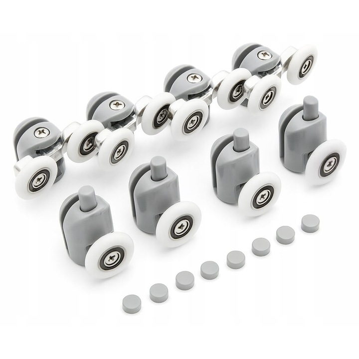 Set 8 roti pentru cabina de dus, nylon, 24 mm, rezistente la coroziune, dimensiuni 5,5x2,3 cm