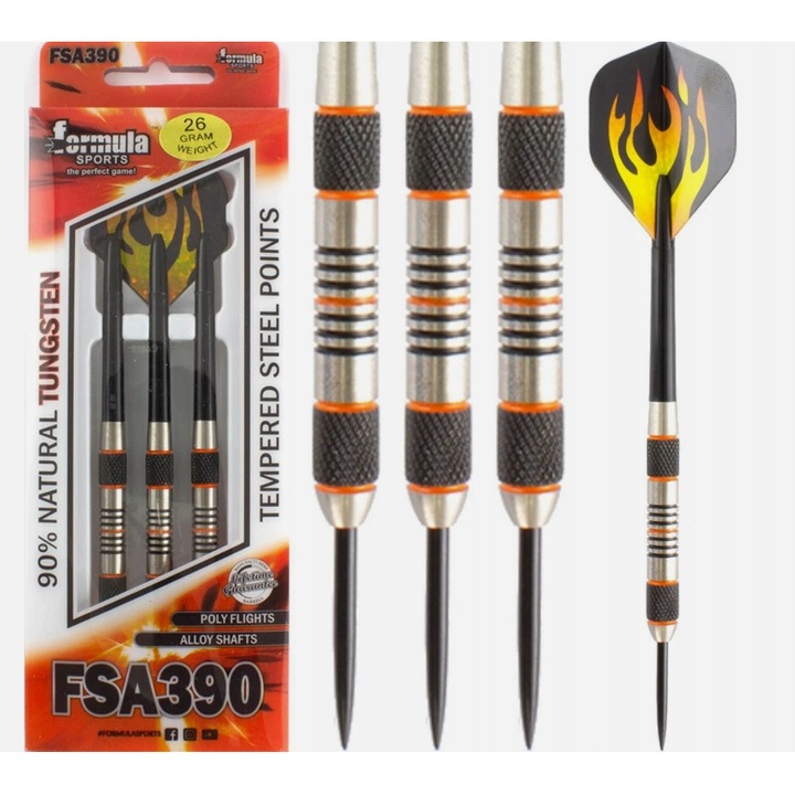 Стреличка Formula Sports FSA390 26гр холографска, комплект аксесоари за дартс дъски