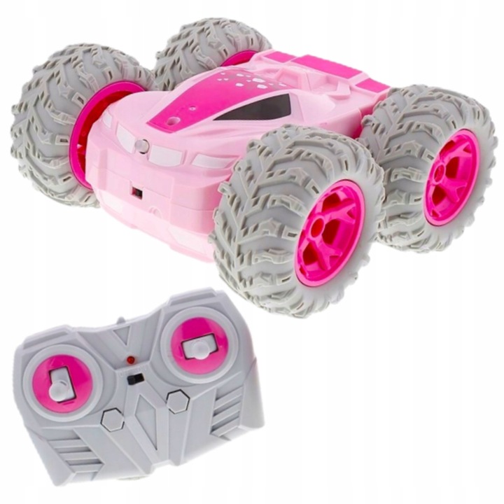 Masinarca cu telecomanda RC 360 Stunt Racer, roz, 1:18, 360 grade rotire, set complet