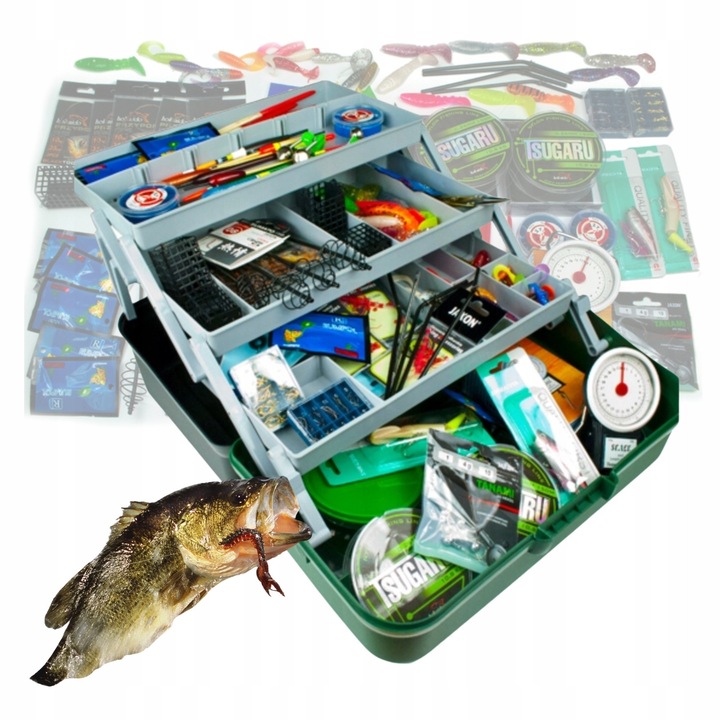 Sertar de pescuit cu 200 accesorii, Shark Hokkaido, rosu, 40x22x20cm