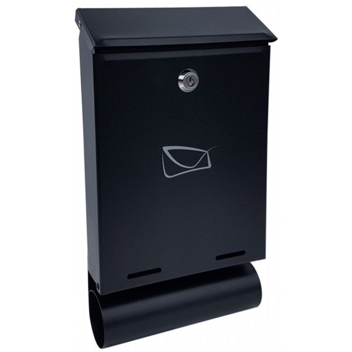 Cutie postala York Tuba, negru mat, 33x18x5,5cm, cu incuietoare cromata, set cu 2 chei