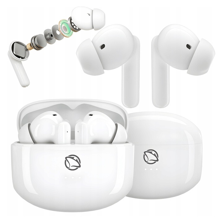 Manta RYTMO vezeték nélküli fejhallgató, Bluetooth 5.3, Hi-Fi hangzás, fehér, szett