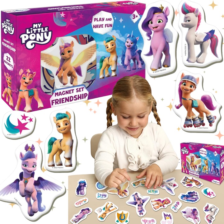 Set figurine magnetice My Little Pony, 21 piese, 13x18x3,5cm, multicolor, pentru copii de la 3 ani