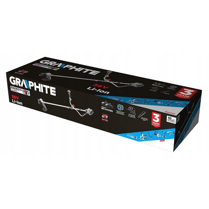 Kosa electrica 36V GRAPHITE, latime taiere 350mm, fara acumulatori, cu motor fara perii