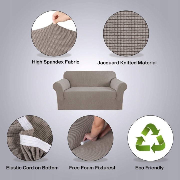 Rugalmas kanapéhuzat kétszemélyes kanapéhoz, 1 darabos, texturált anyag, teljes védelem, többszínű, 58-72 hüvelyk méretű