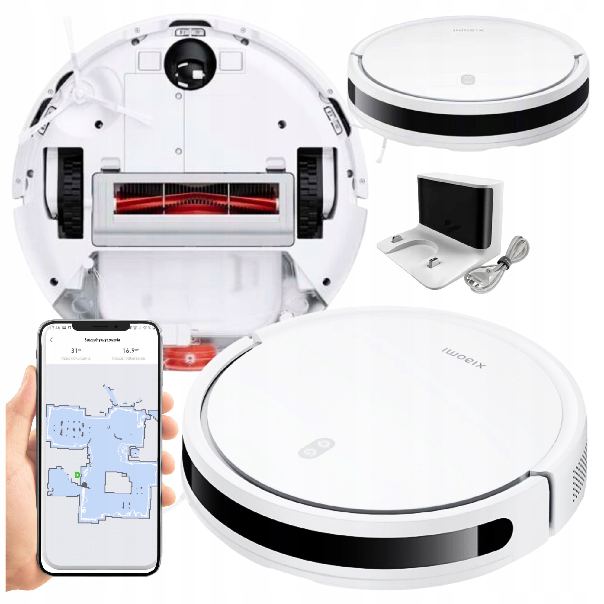 Aspirator robot Xiaomi E10, putere 4000 Pa, mopare, alb, set complet, 32x8x32cm