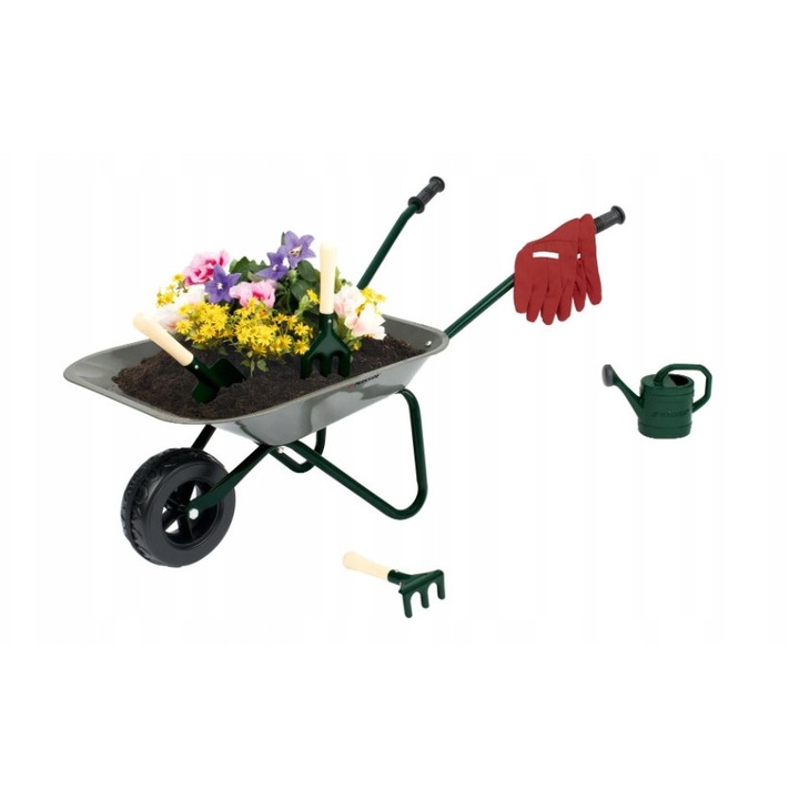 Tacza de joaca cu unelte de gradina, 7 elemente, 76x40x41cm, pentru copii 3+