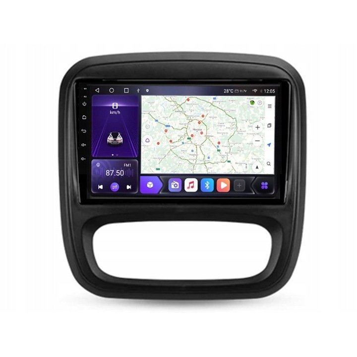Autórádió Android, 9 hüvelykes, Opel Vivaro B 2014-2018 és Renault Trafic 3 2014-2021 modellekhez, vezeték nélküli csatlakozás, fekete
