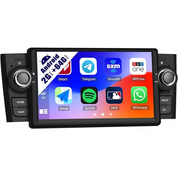 Автомобилно радио Android 13, 2 GB RAM + 64 GB ROM, GPS, 7 инча, за FIAT Punto 2005-2009 и FIAT Linea 2007-2011