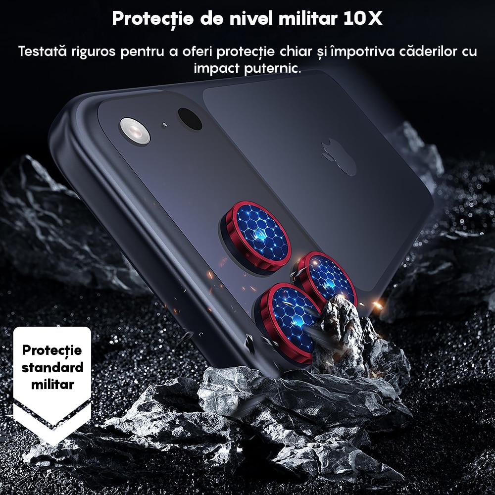 Folie Protectie Lentile Camera compatibila cu iPhone 17 Pro / 17 Pro Max, CASEY STUDIOS™ MaxDefense+, Ultra HD, Anti Amprente, Anti Zgarieturi, Anti Socuri, Rosu