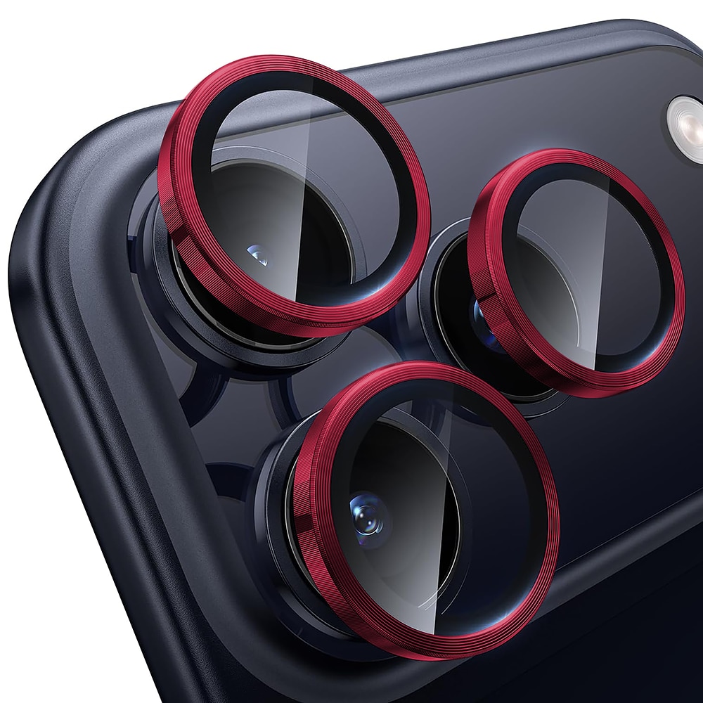 Folie Protectie Lentile Camera compatibila cu iPhone 17 Pro / 17 Pro Max, CASEY STUDIOS™ MaxDefense+, Ultra HD, Anti Amprente, Anti Zgarieturi, Anti Socuri, Rosu