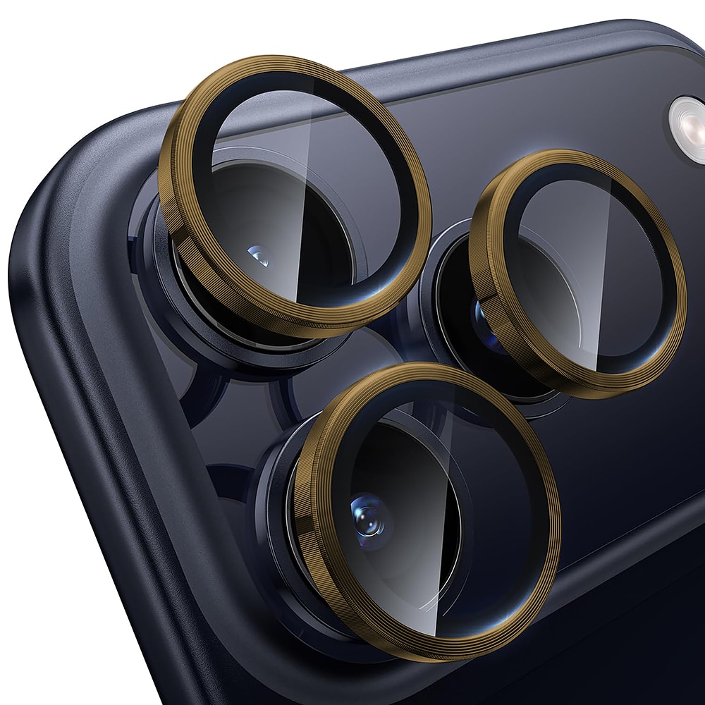 Folie Protectie Lentile Camera compatibila cu iPhone 17 Pro / 17 Pro Max, CASEY STUDIOS™ MaxDefense+, Ultra HD, Anti Amprente, Anti Zgarieturi, Anti Socuri, Auriu