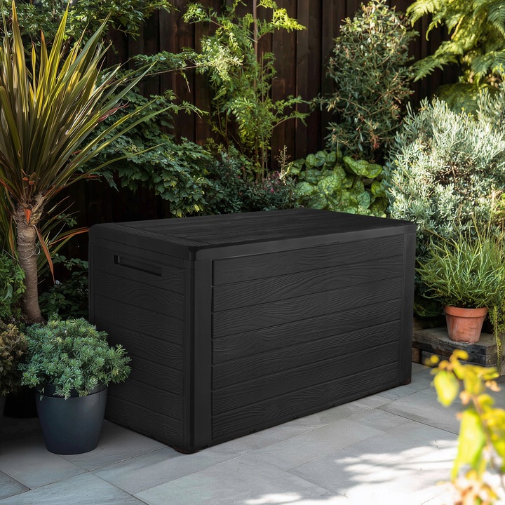 Lada de depozitare gradina, 190L, antracit, 43x78x55cm, material plastic rezistent la UV