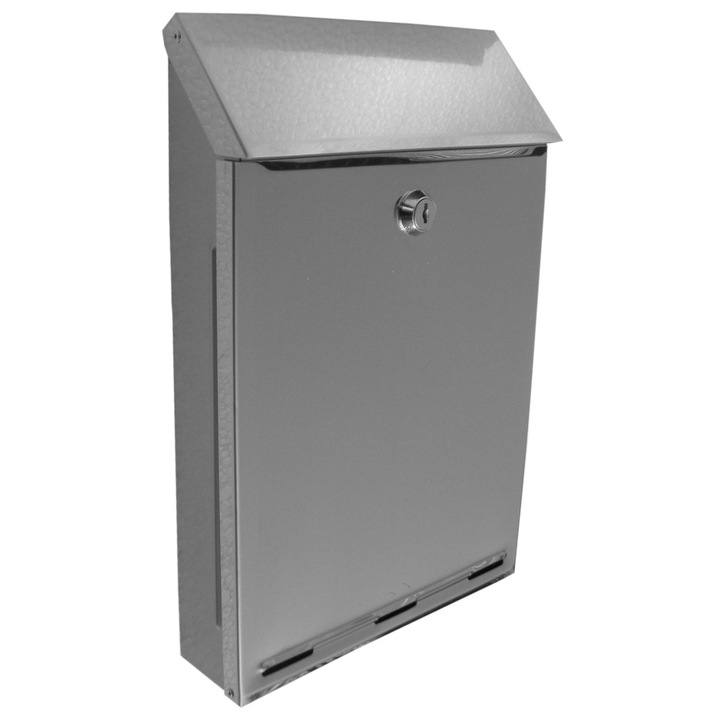 Cutie postala A-4 din inox cu protectie AntiFingerPrint, 34,5x22,5x6cm, montaj pe garduri, set cu 2 chei