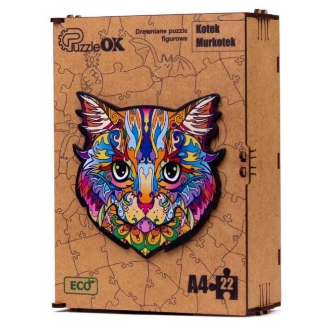 Puzzle din lemn KOT, maksik, 22 piese, A4, colorat