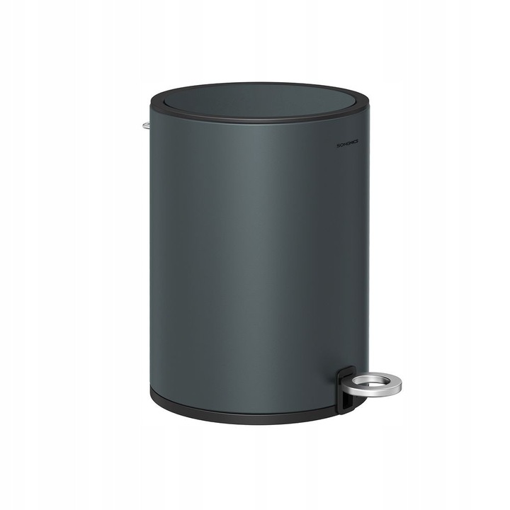 Cos de gunoi 3L cu capac, grafit, 23,8x18,8x25,7cm, pentru baie