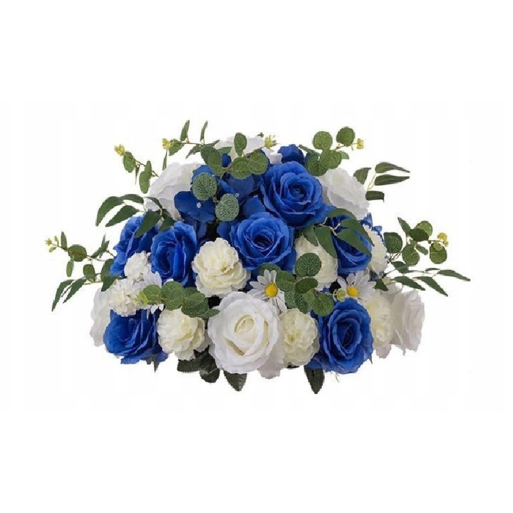 Dekoratív művirág gömbök 45 cm, királykék, fehér, zöld, szett