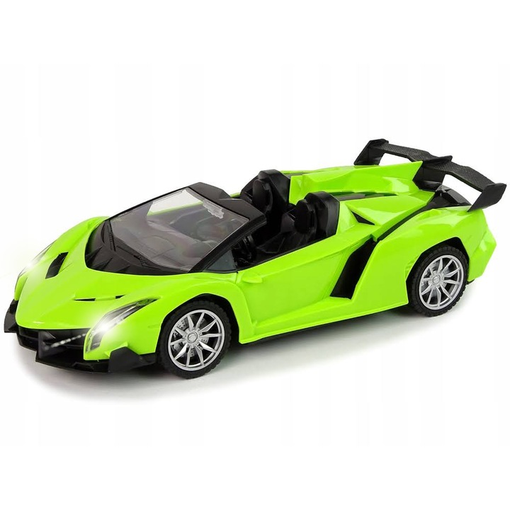 Masinuta sportiva zdalnicata, verde/limon, 1:18, viteza max 15km/h, set cu telecomanda