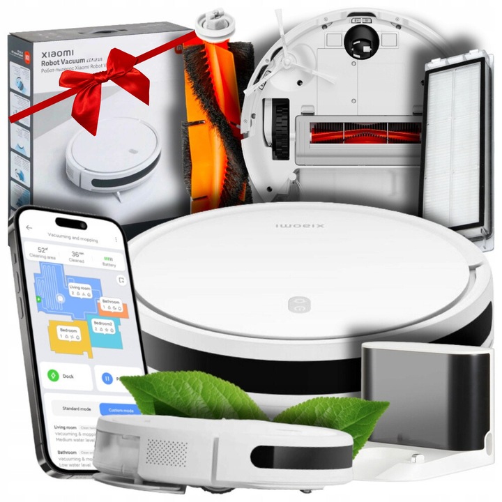Робот прахосмукачка Xiaomi Mi Vacuum Mop, моп, гласов контрол, бял, пълен комплект